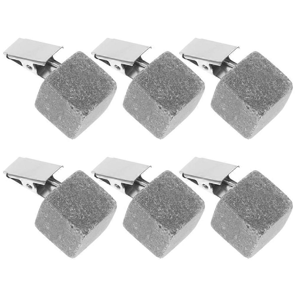Stone Tablecloth Weights with Clip for Table Cover Fixation 12 Pieces Grey