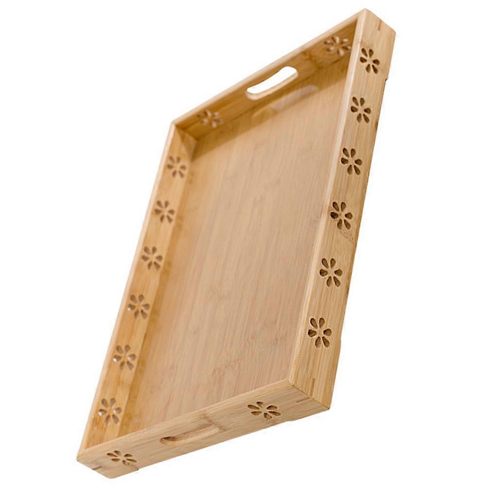 Beige Bamboo Serving Tray for Storage 1 Piece Fiber Tray