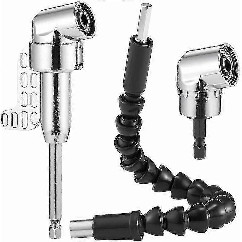 Right Angle Drill Bit and Flexible Angle Extension Kit for Drill Bit or Screwdriver 1/4" Socket