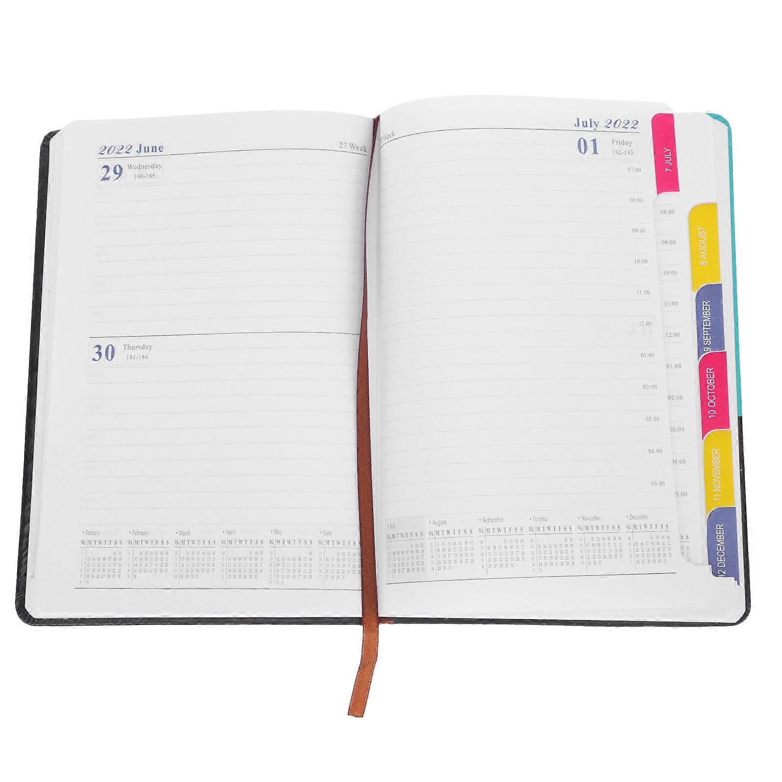 Notebook Planner Schedule Notepad Daily Plan Book Rectangular Black Imitation 1Set