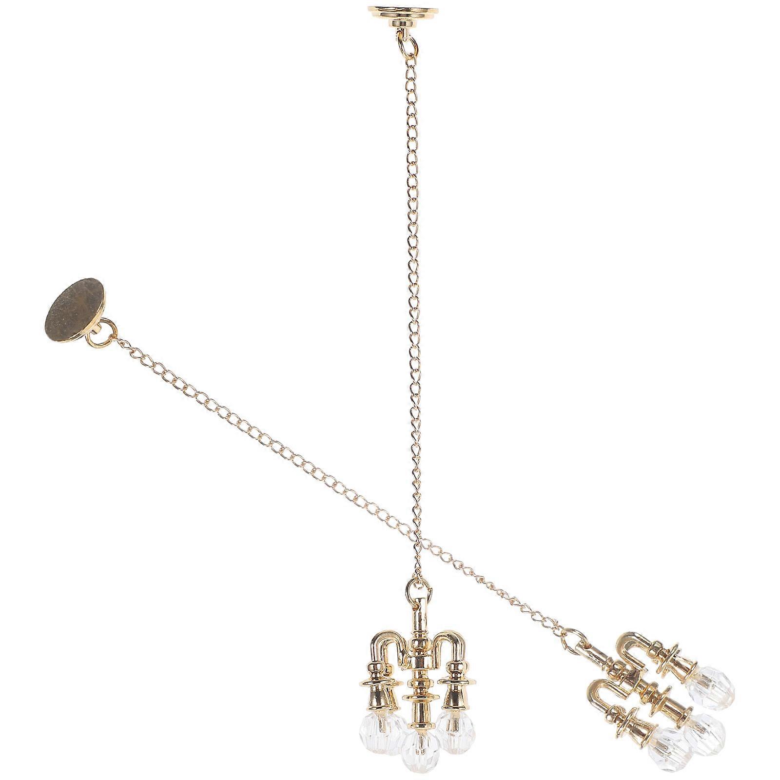 Delicate Mini Ceiling Lamp Suitable For Doll Houses 14.5x2.7x2.7CM Golden Prop Set Of 8