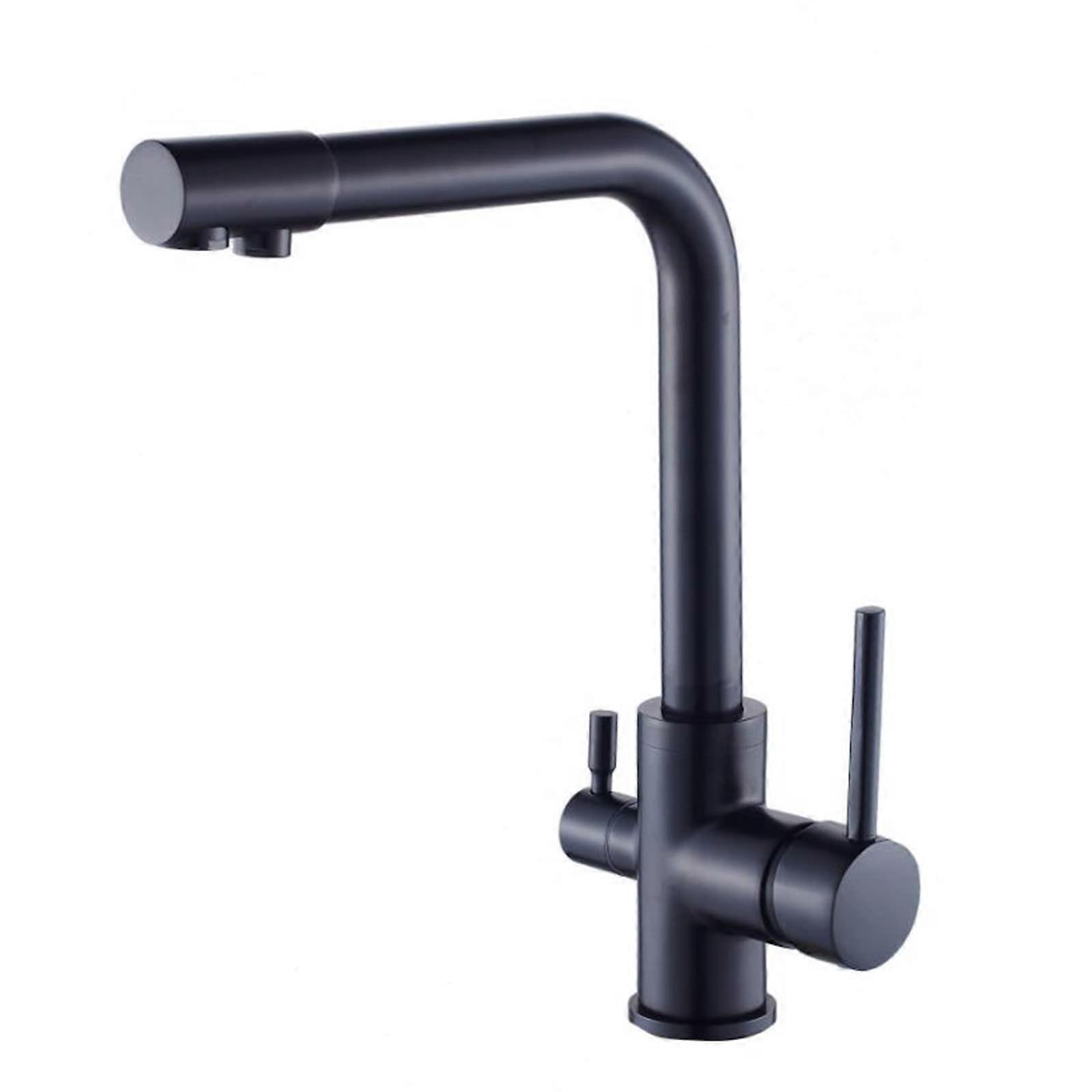 Kitchen Faucets 3Way Brass Direct Drinking Water Hot And Cold Swivel MultiFunction Water Purifier Faucet Black A