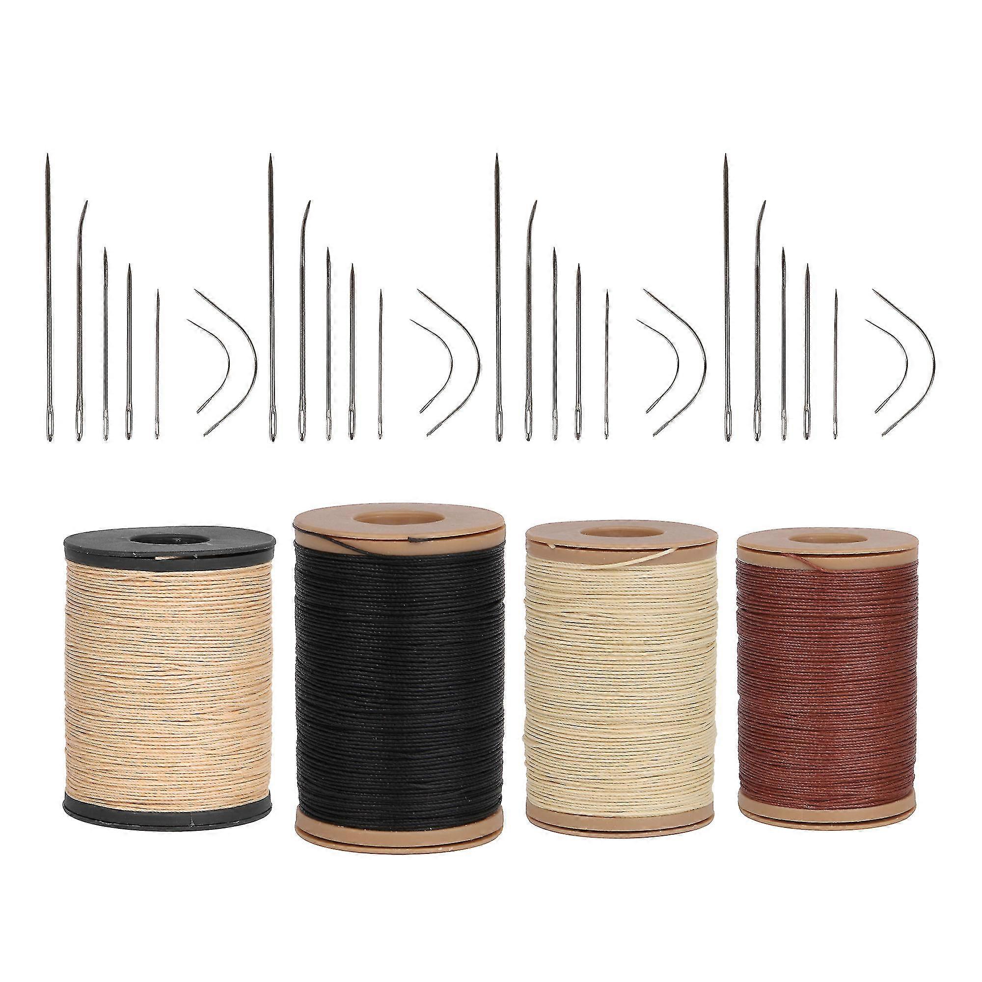 2025 Waxed Thread Cord Kit w/ Tools 0.55mm 4 Colors for DIY Leather Crafts