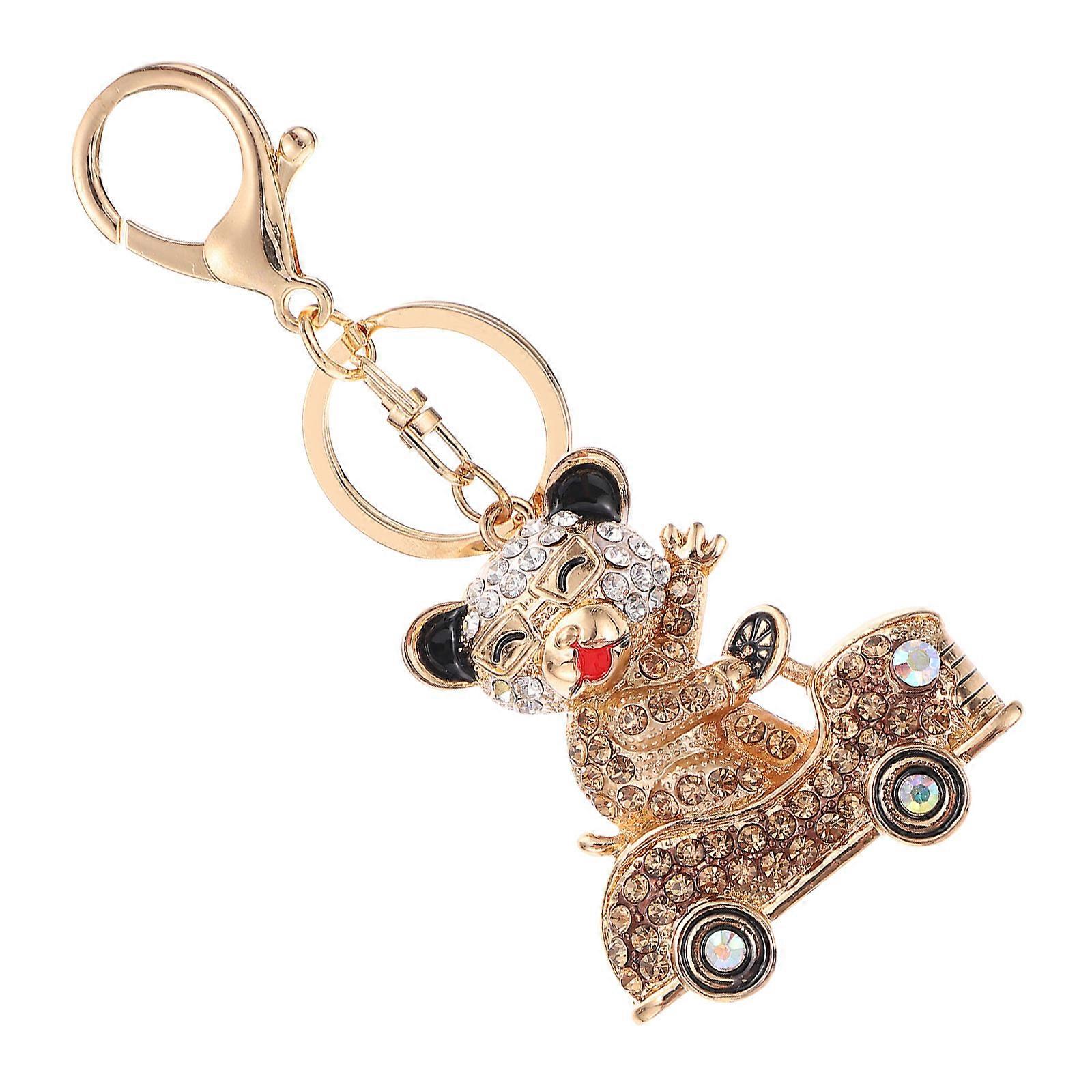 Cartoon Bear Keychain Bear Keyring for Decor Use 2Pcs Gold Accessory