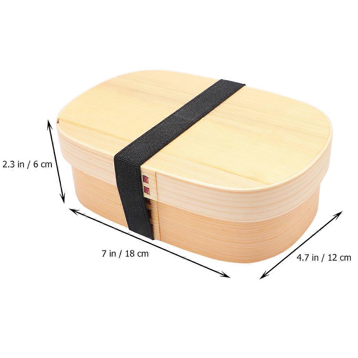 Wooden Single Layer Bento Box Light Yellow Compartments Lunch Box for Food Storage