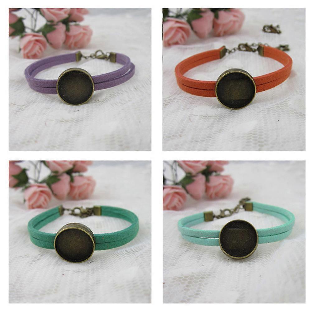 DIY Round Photo Glass Bracelet 10Pcs Brown Setting Base Tray with DIY Creativity for Wearing Use