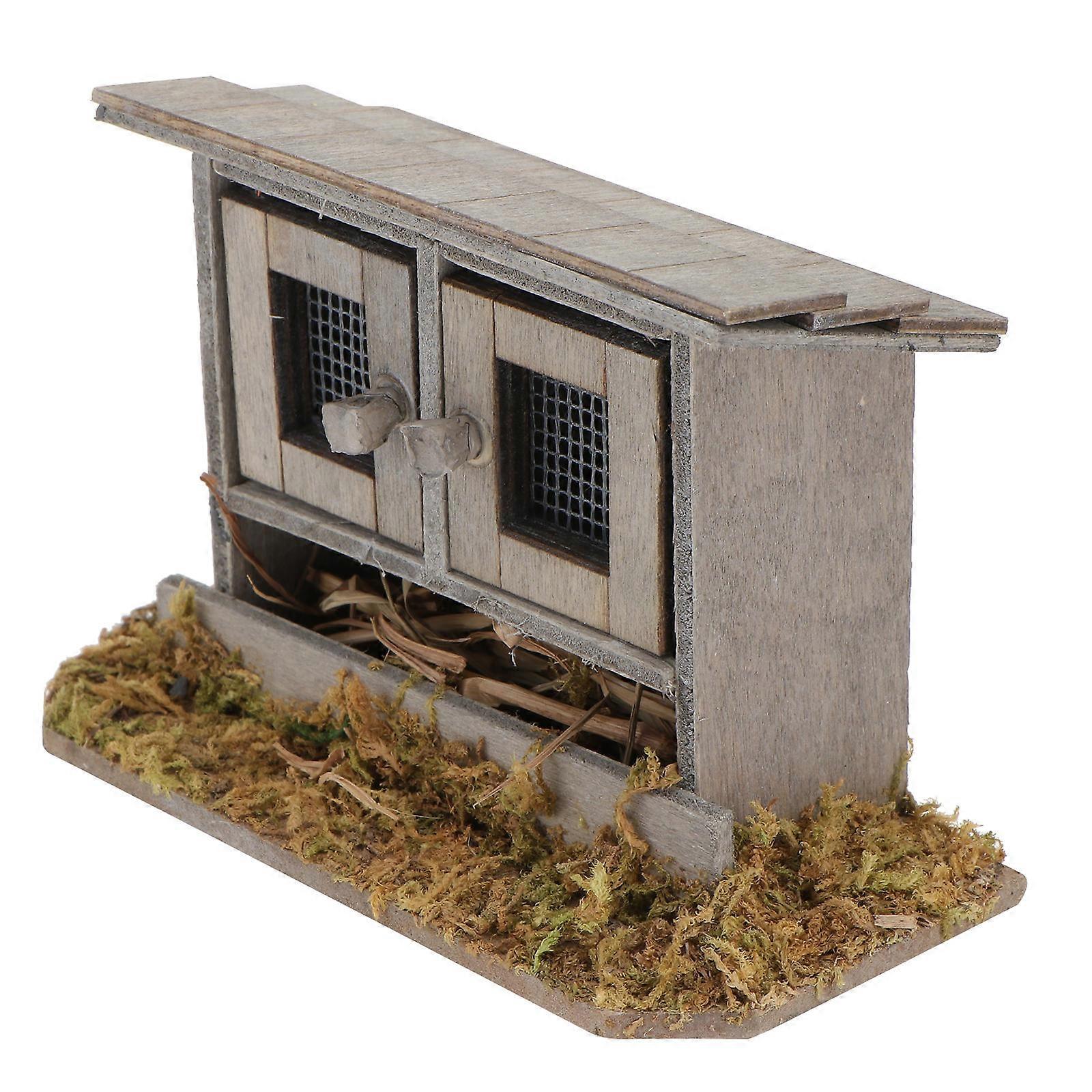 Light Brown Mini Chicken Coop Decoration for Garden 2Pcs Pack