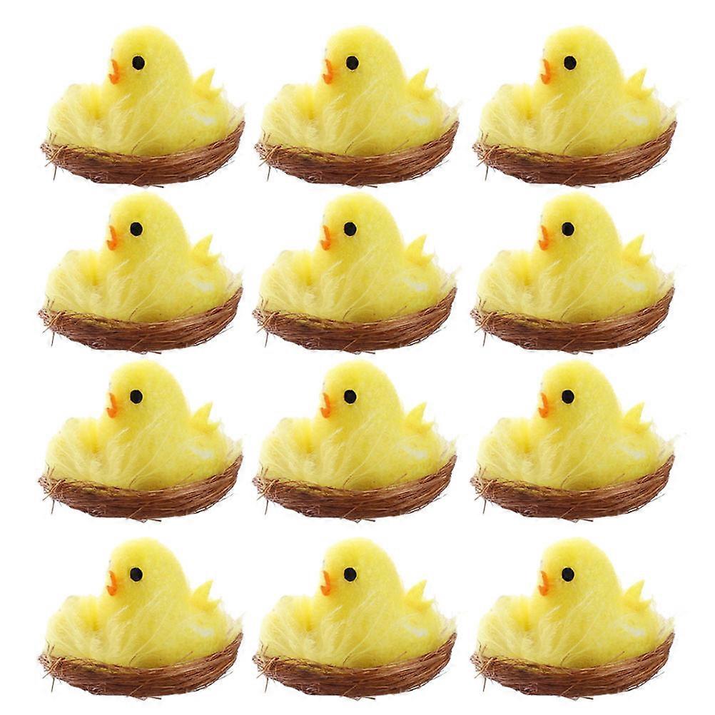 Chick Decor Miniature Animal Figurines Plastic Easter Decorations 12Pcs