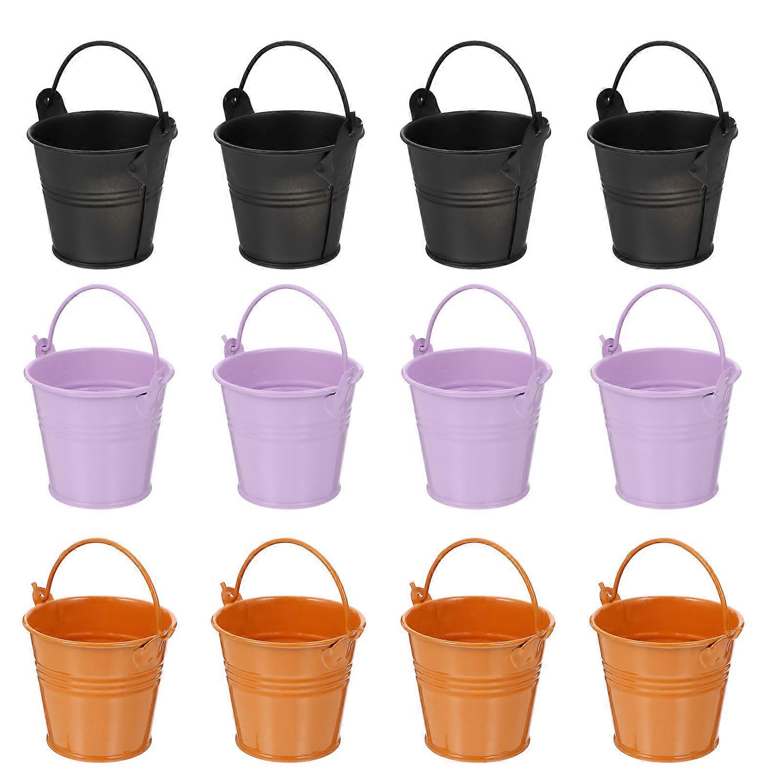 Candy Storage Container 24Pcs Assorted Color Iron Pumpkin Bucket with Easy Carry Handle for Storage