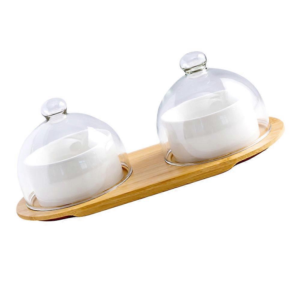 Salad Bowl Ceramics Bowl for Home Use 1Set with Wood and Glass