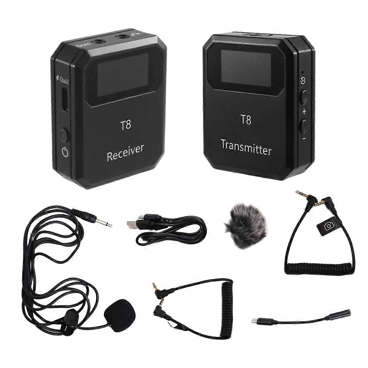 2.4G Wireless Microphone System Lavalier Microphone 1 Transmitters