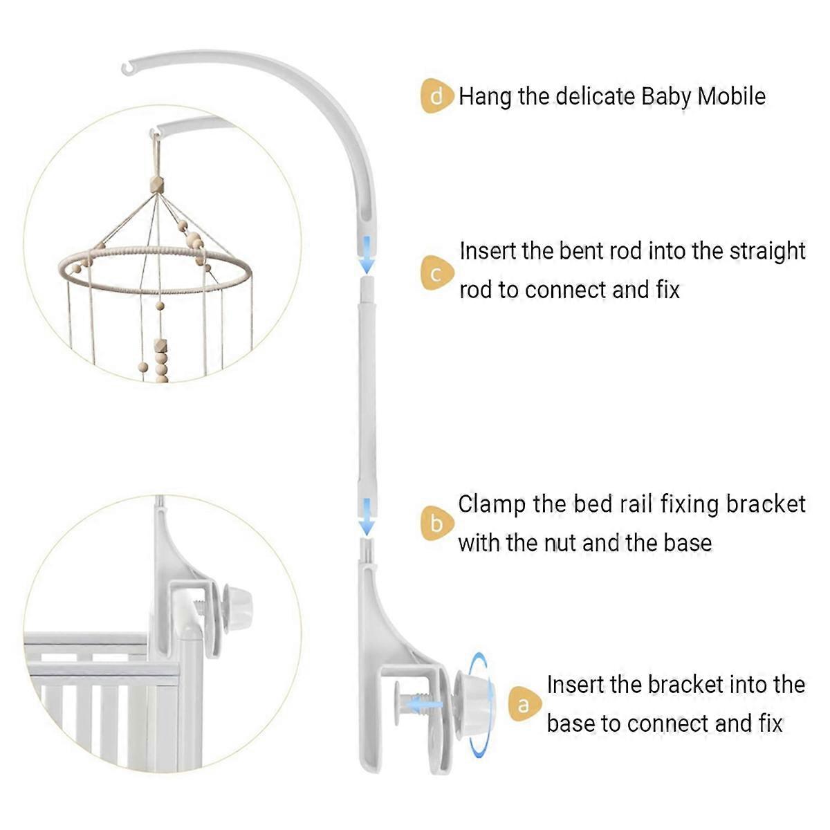 Support de mobile pour berceau, support de cloche de lit réglable avec double trou