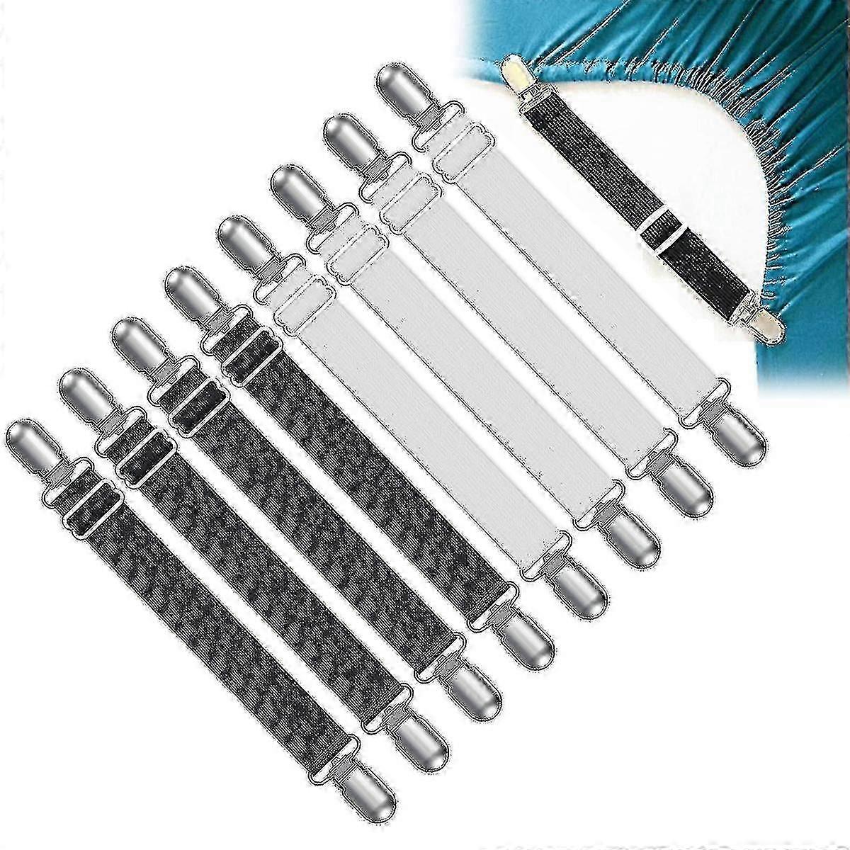 Tensor de sábanas ajustable 8 piezas, tensor de hojas con clips de metal Elasti