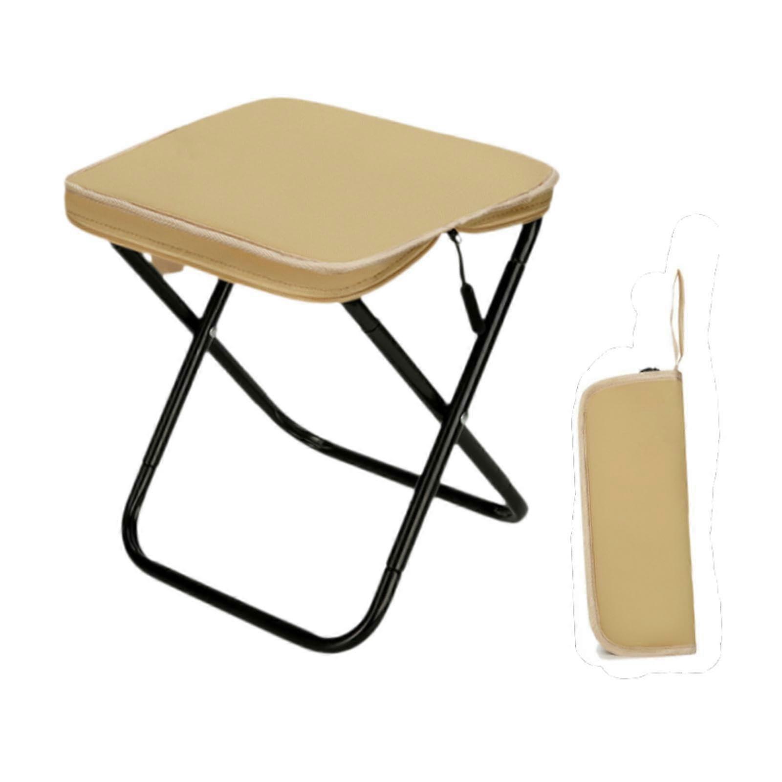 Folding Stool Camping Fishing Chair XShaped Frame  Load Capacity Khaki Backyard Music Festivals