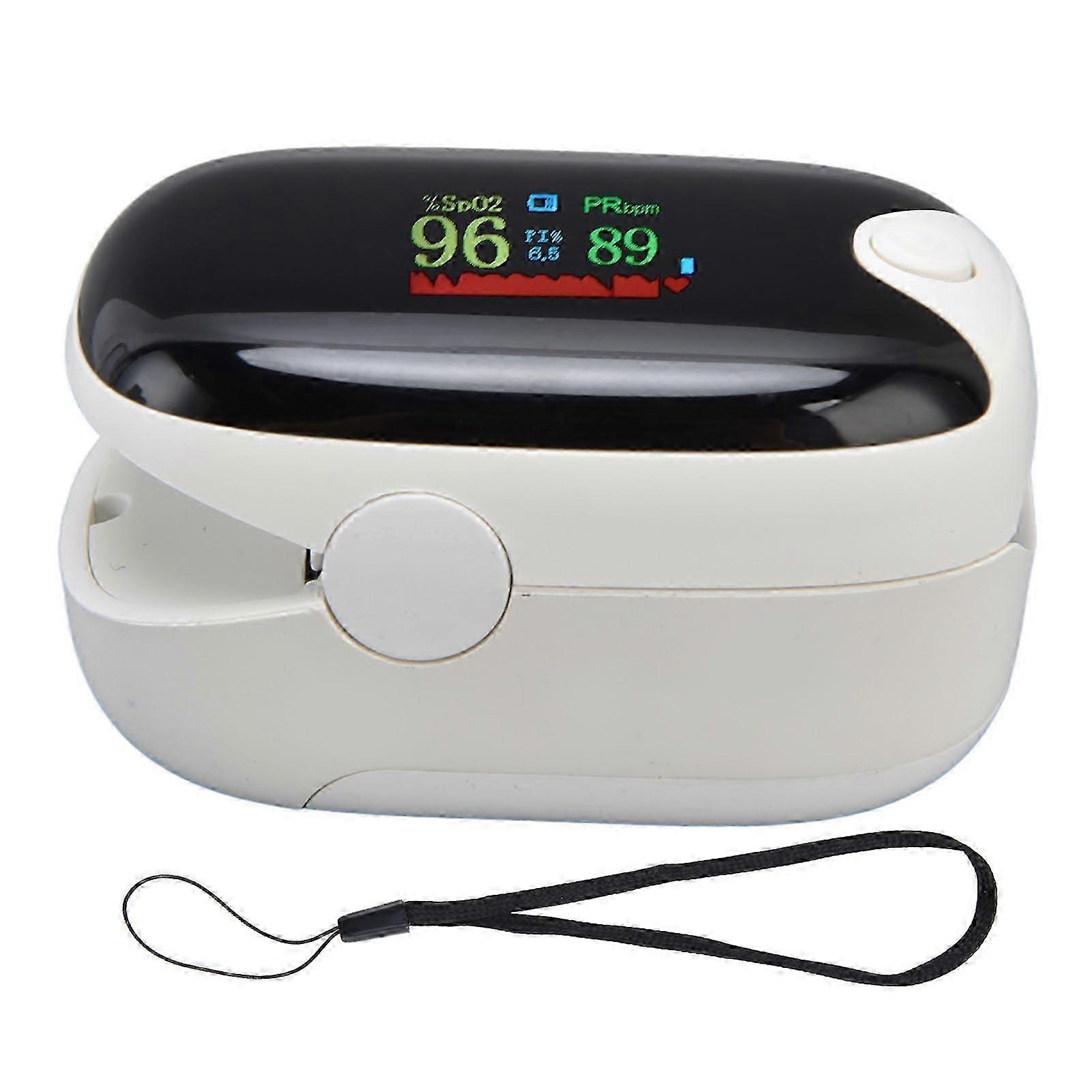 Portable Fingertip Oximeter Blood Oxygen Saturation Pulse Monitor Bluetooth Oximeter Meter White