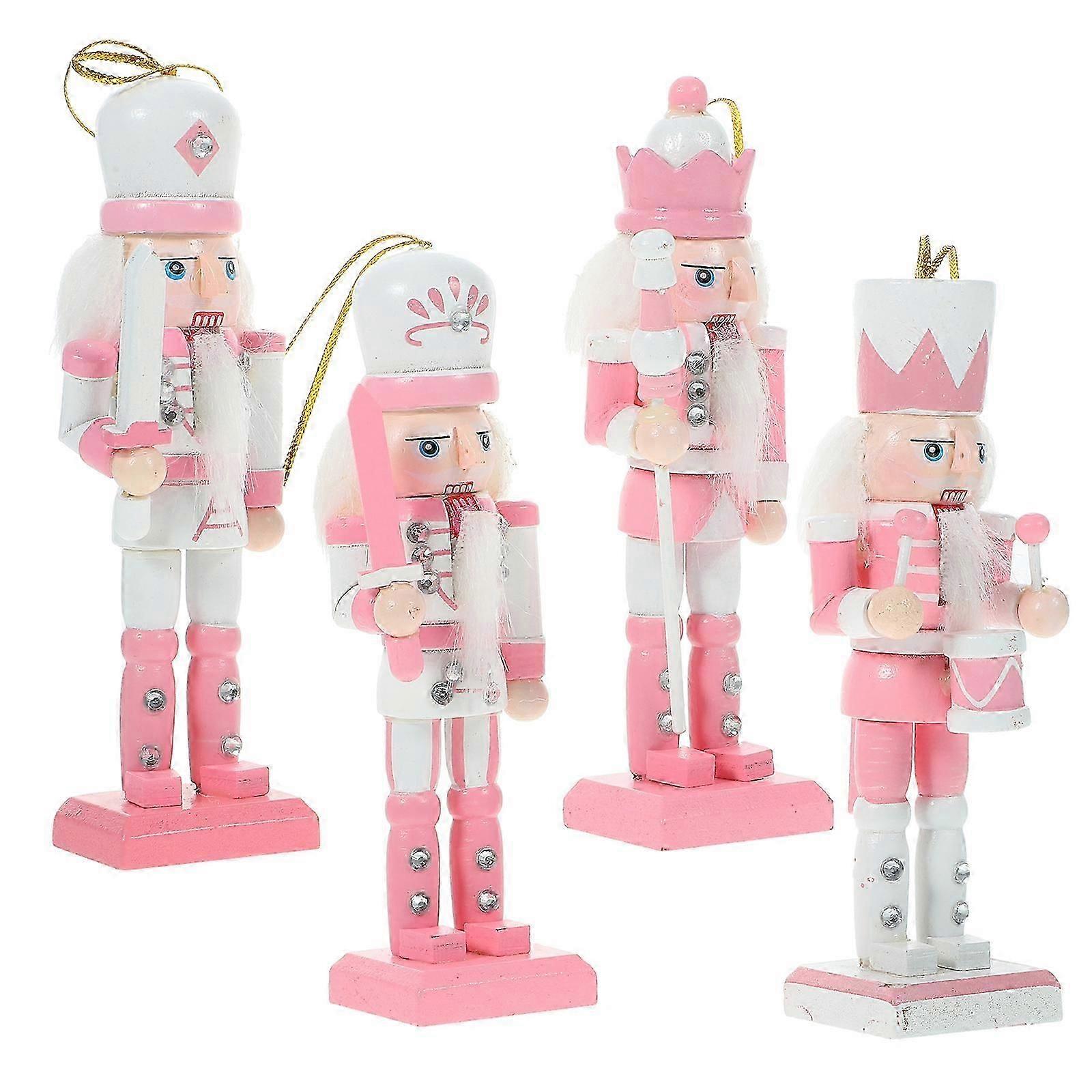 4pcs Christmas Nutcracker Adornments Xmas Hanging Pendants Nutcracker Desktop Decoration