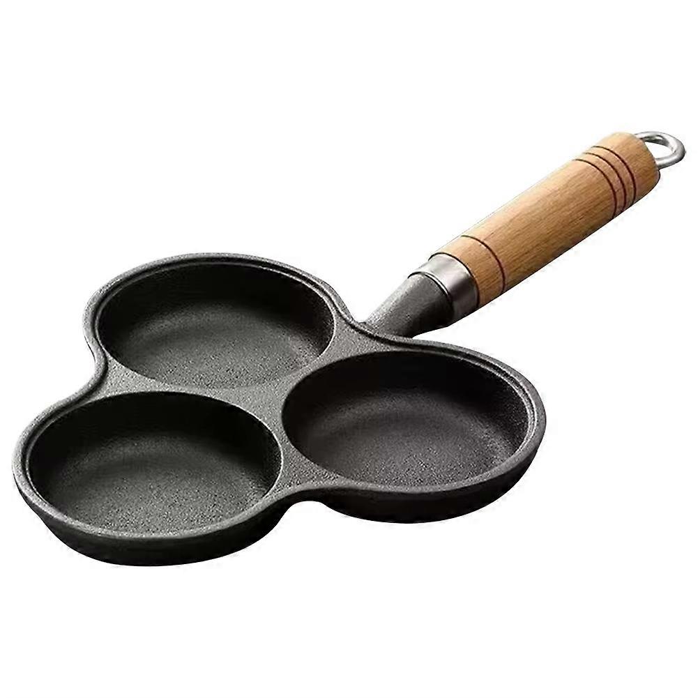 3 Hole Cast Iron Omelet Pan Non-Stick Breakfast