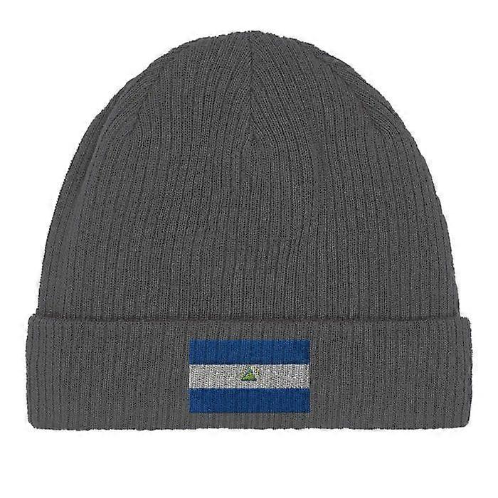 Cotton Beanie – Nicaragua Flag – Embroidery – Gray