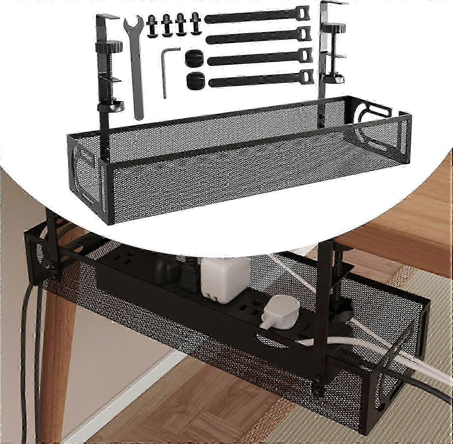 Kordanizer Under Desk Wire Management, Cable Storage, Under Table Rack, Black