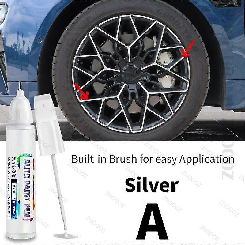 2 stk. for ZEEKR 001 utbedringslakk felgreparasjonssett rask og enkel reparasjon av riper i felgen felgmaling for bilfelgreparasjon sølvsvart