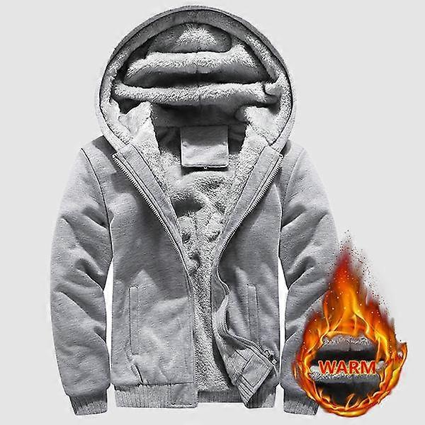 Men's Warm Fleece Hooded Jacket Thick Zip-Up Coat for Autumn and Winter thermal fleece with Adjustable Drawstrings and Pockets Customized Me