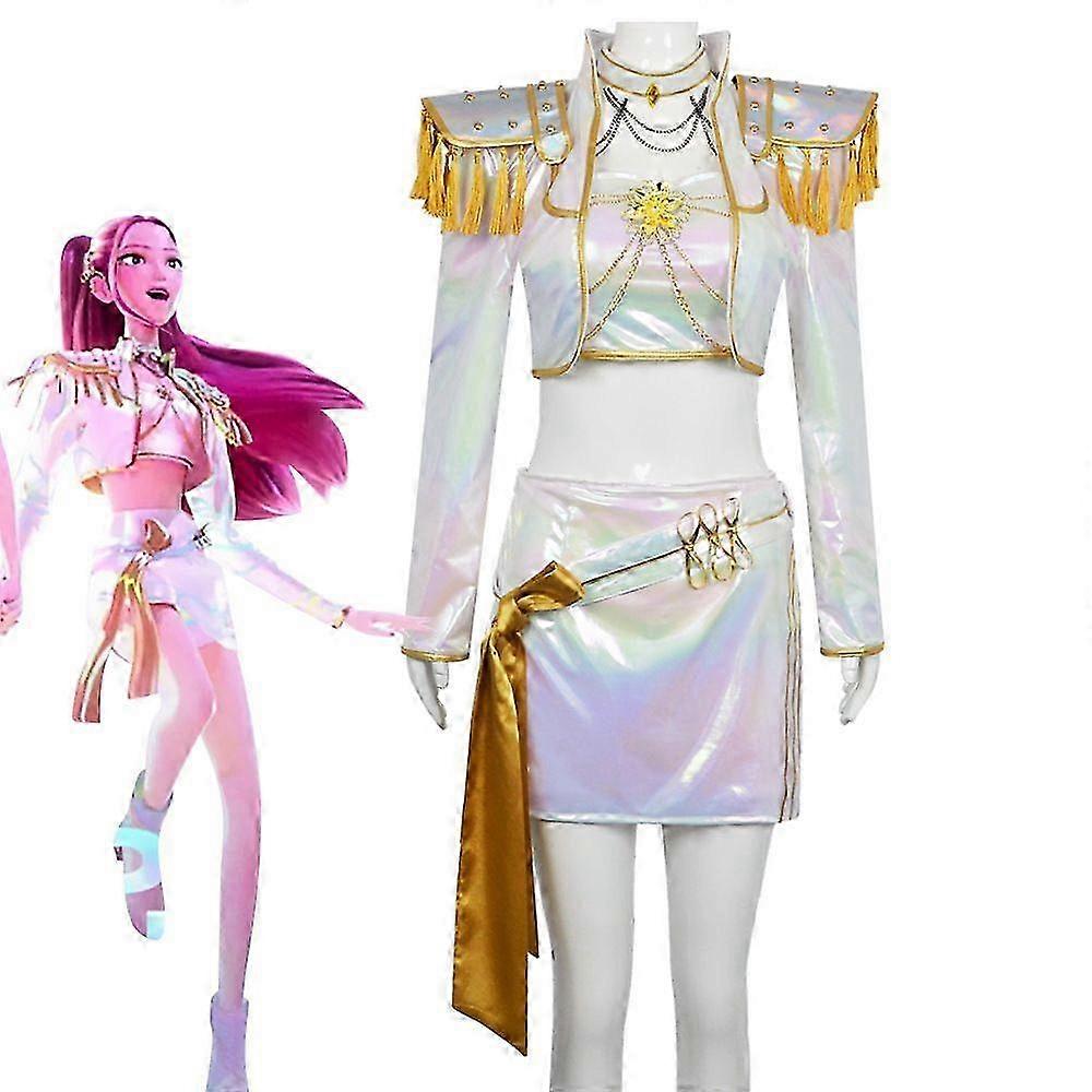 KPop デーモンハンターズミラコスプレコスチュームセットホワイトハロウィンパーティーファンシードレスレディース