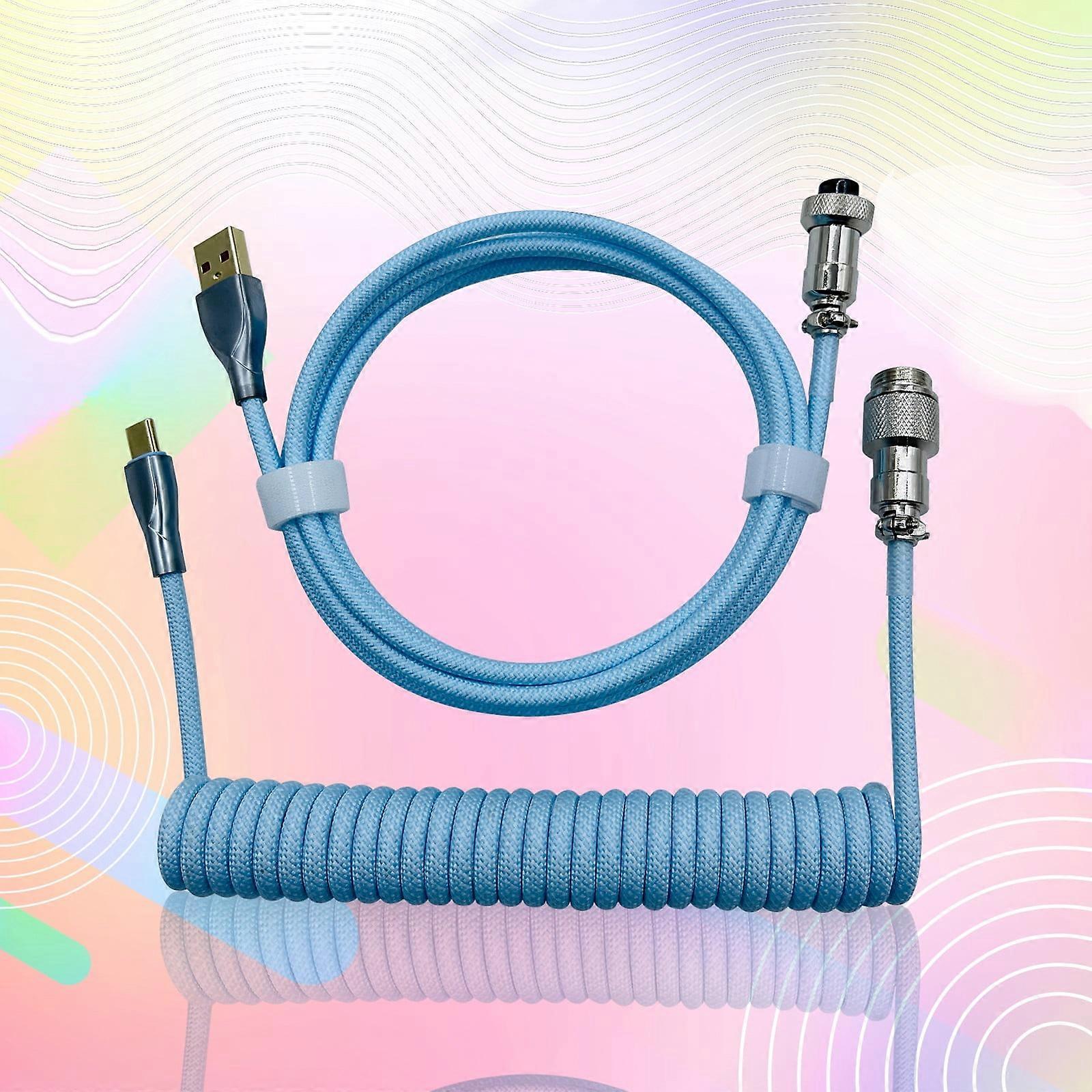 Cyber Monday Deals 2024: Viflosae Coiled USB-C Cable 1.5M, Double-Sleeved, Detachable Metal, compatible with Gaming Keyboard, USB-C to USB-A