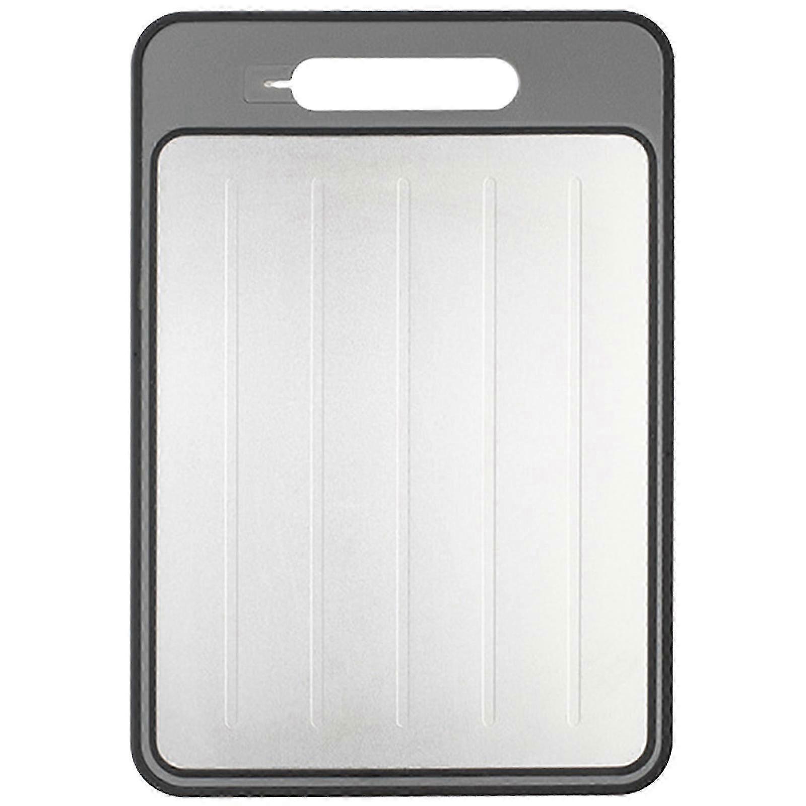 Meat Food Thawing Tray Double Sided Cutting Board with Grater Sharpener Defrosting Tray Food Preparation Utilitys   grey large