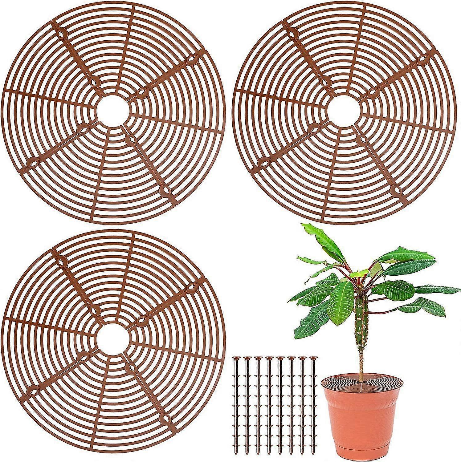 עציץ פרחים כיסוי הגנה מפני אדמה כיסוי רשת מגן 3 חלקים נגד כלבים קטנים וחתולים 3 חלקים (עם 24 ברגי הרכבה)