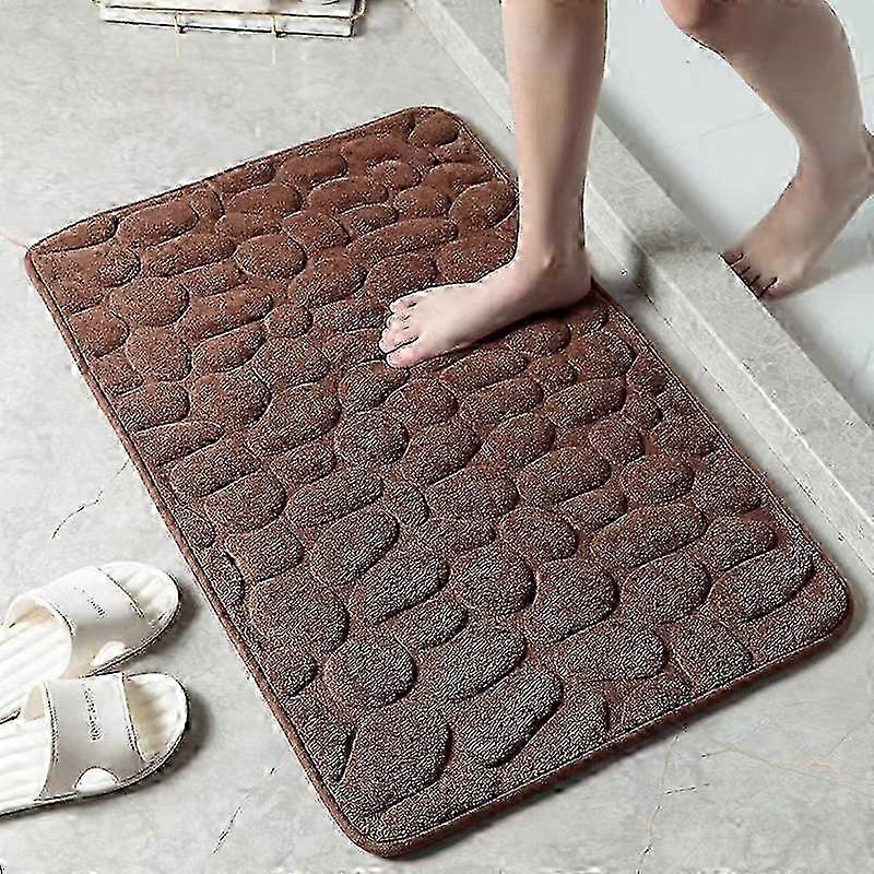 Cobblestone Embossed Bathroom Bath Mat Non-slip Carpets Memory Foam Pad