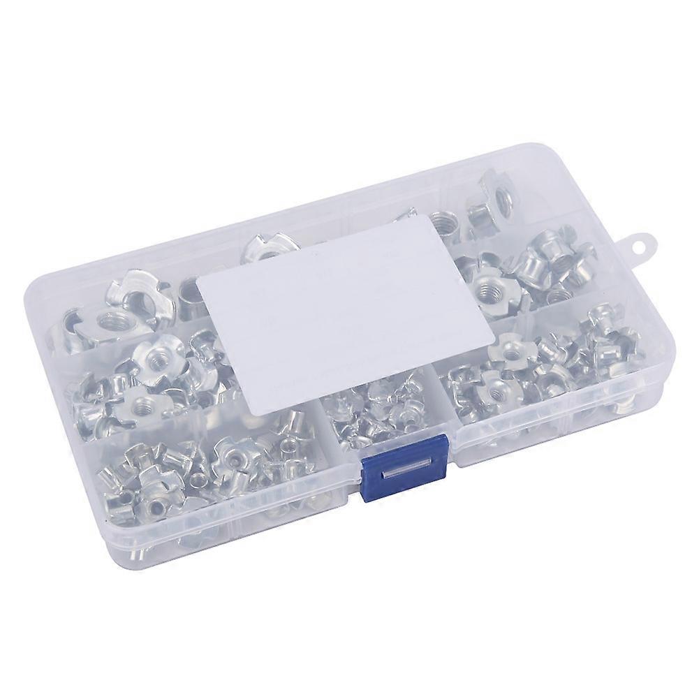 110pcs 1 Box T nuts RiveT nut M10\M8\M6 \M5\M4\M3 Four Claws Galvanized T nut Set