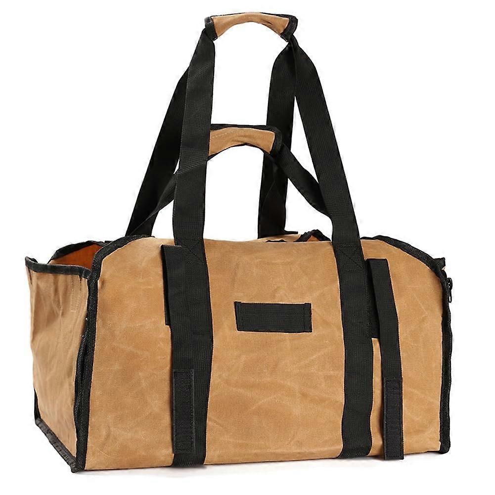 Firewood Carrier Bag Canvas Yellow Tote Firestarter Storage Canvas One Piece Fireplace Log Pile Rack Compatible