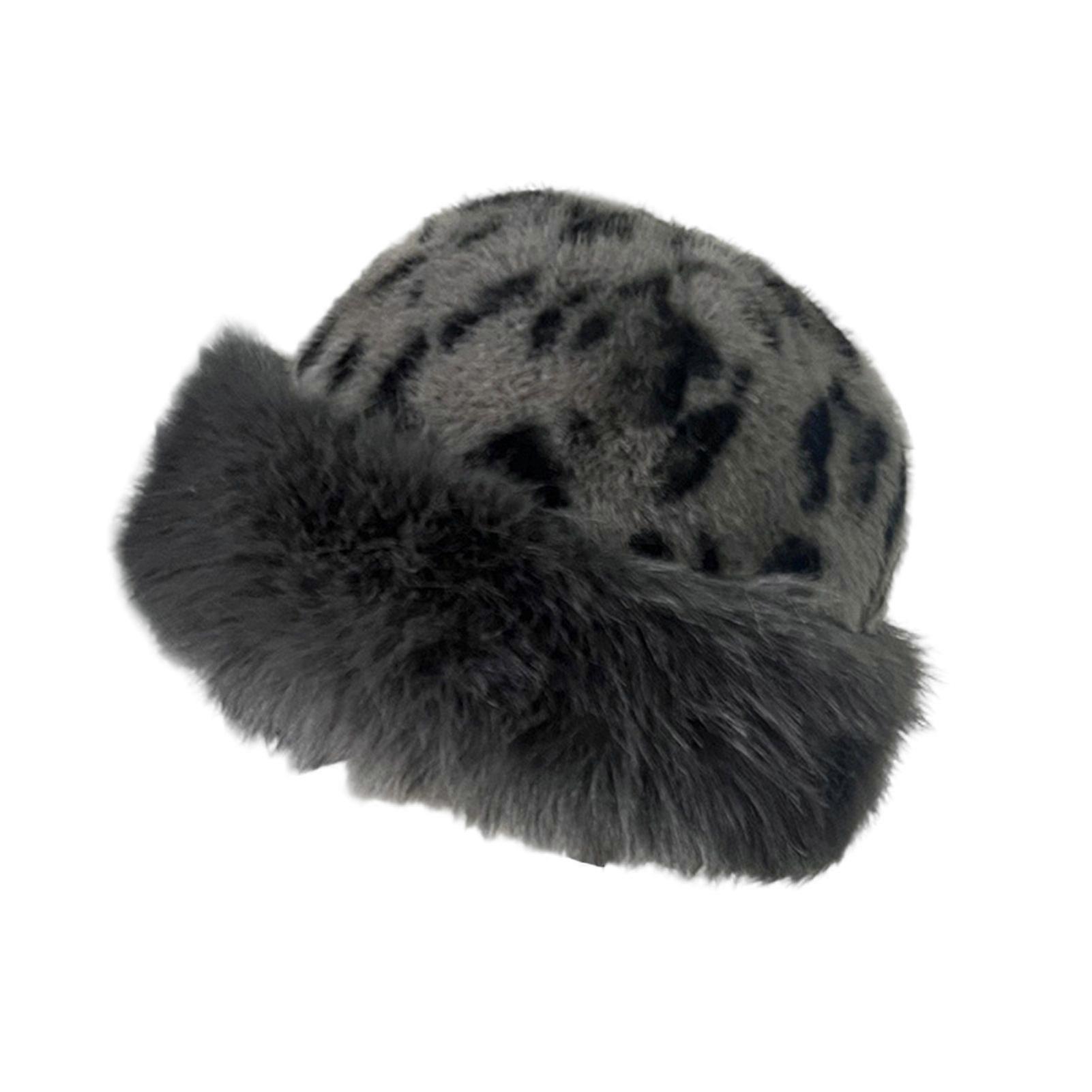 Mengxi Winter Hat Leopard Print Thickened Warm Plush Hat Cold-proof Windproof Headwear Cold Weather Accessory