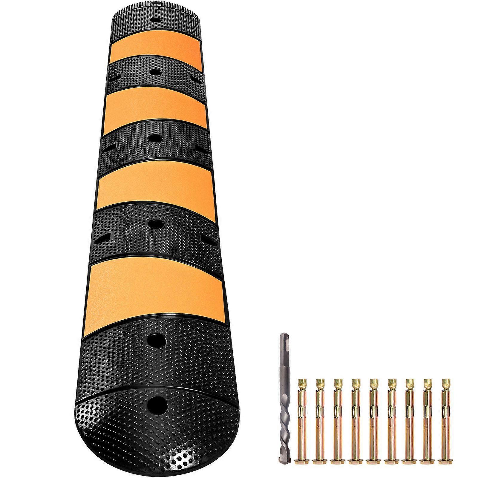 Rubber Speed Bump, 1 Pack 2 Channel Speed Bump Hump, 72\" Long Modular Speed Bump Rated 22000 LBS Loading