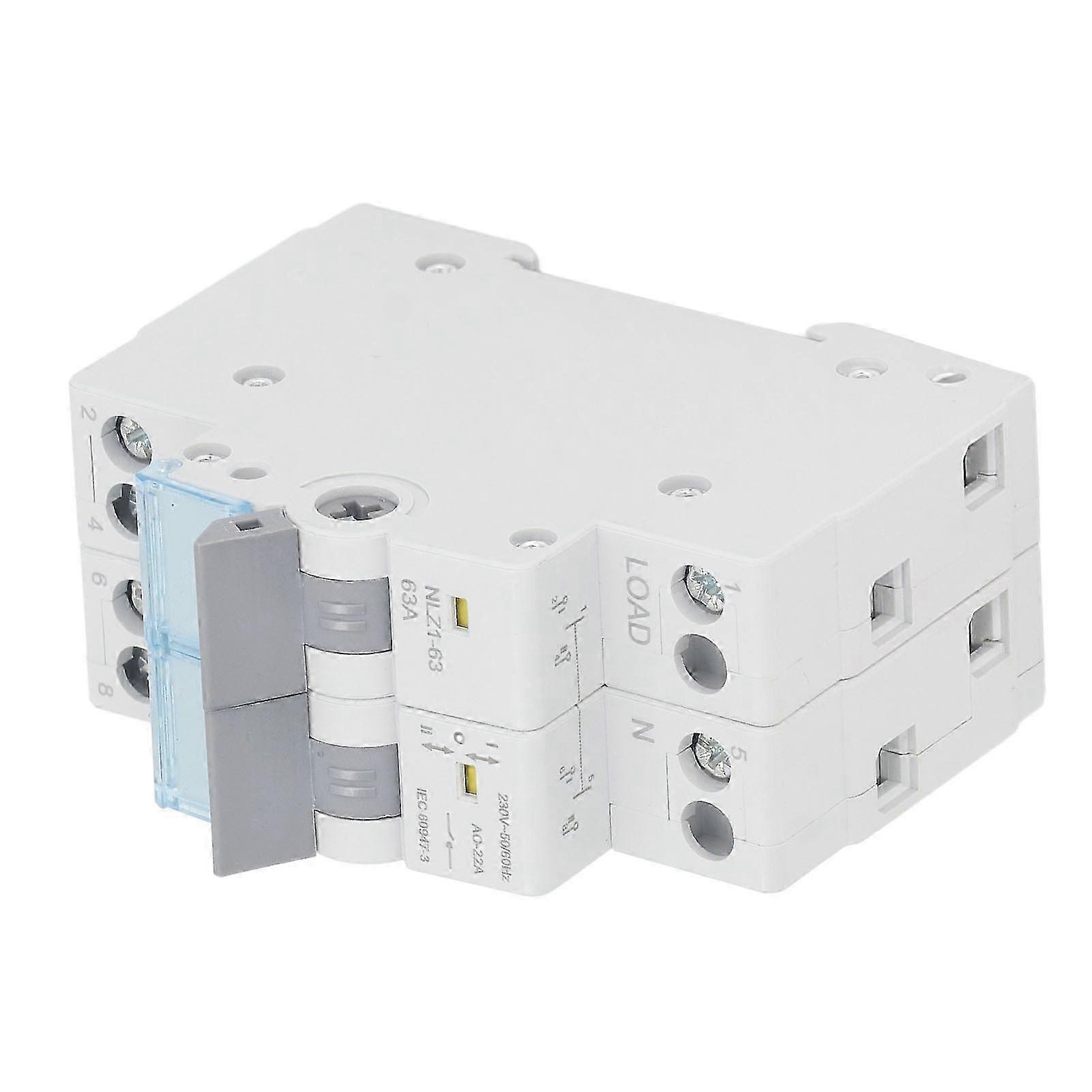 230VAC 63A Dual Power Manual Transfer Switch 35mm DIN Rail Mount Single Side Interlock Circuit Breaker 2P f26
