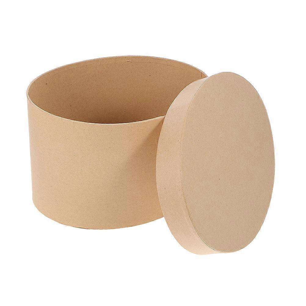 Khaki Cookie Box Oval Kraft Paper Hardboard Box for Storage 2Pcs