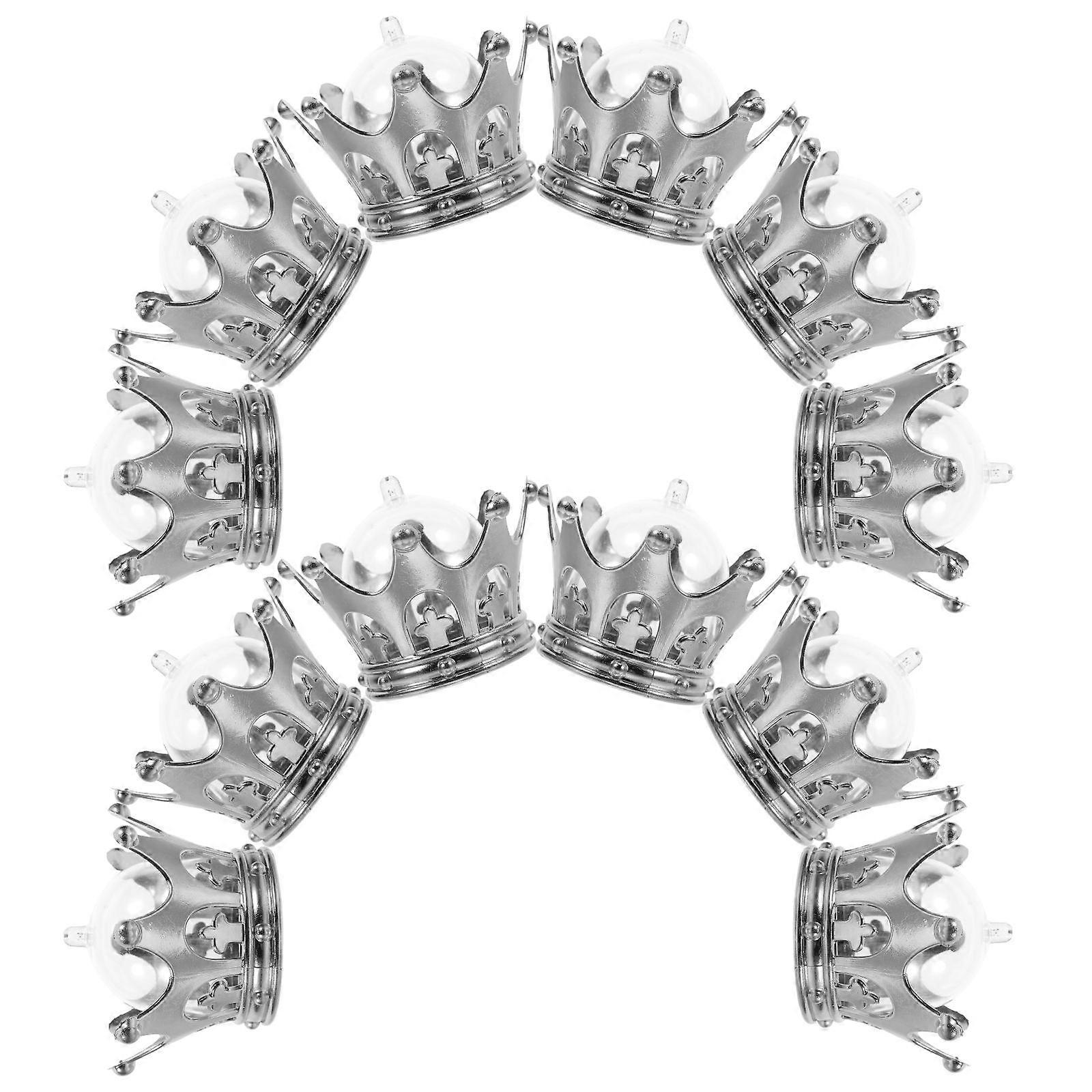 Box Crown Shaped for Party Decor 12Pcs Silver Refillable Holders