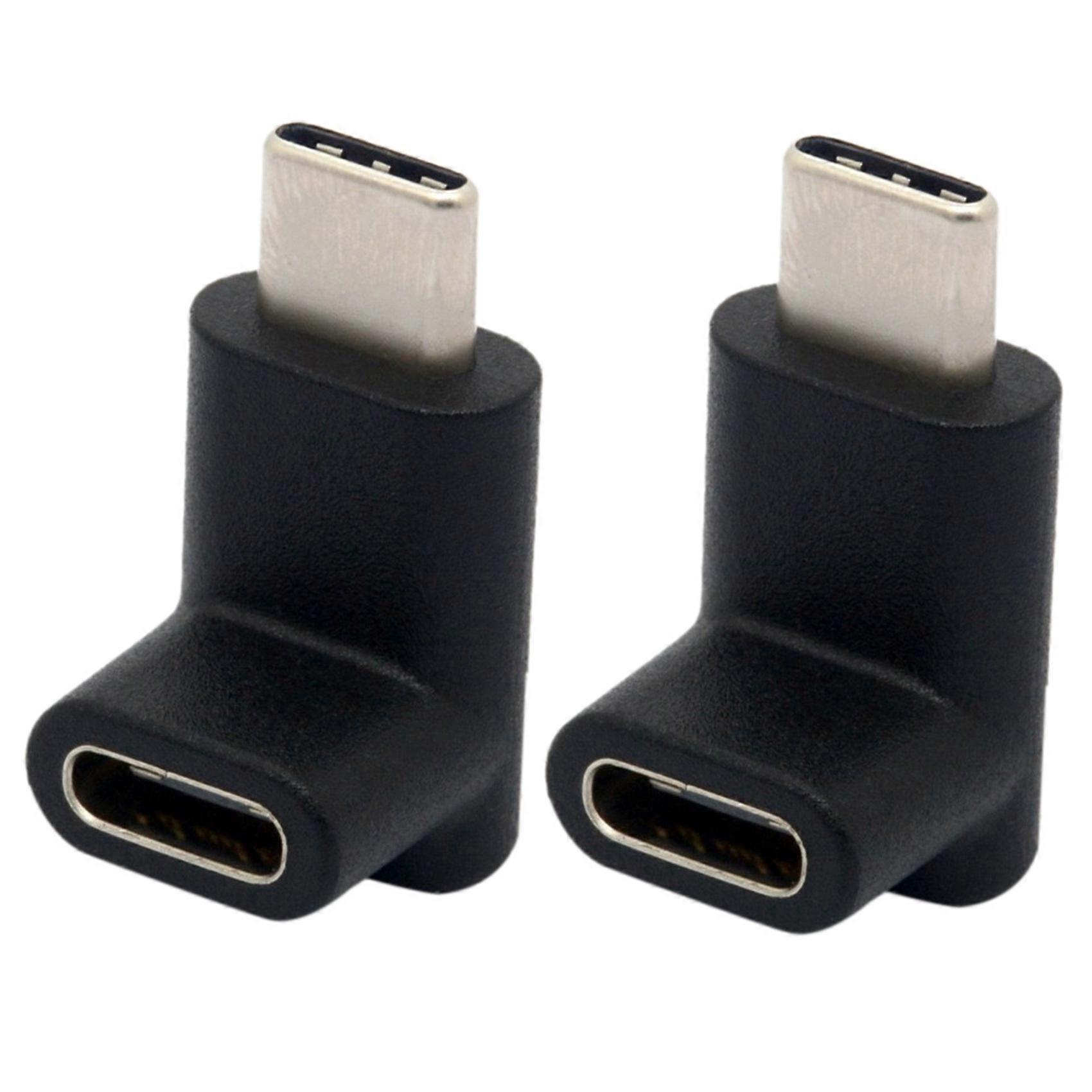 2X 90 Degree Type C Adapter, USB C Male to Female Adapter Upward and Downward Angled USB-C USB 3.1 Type-C Connector