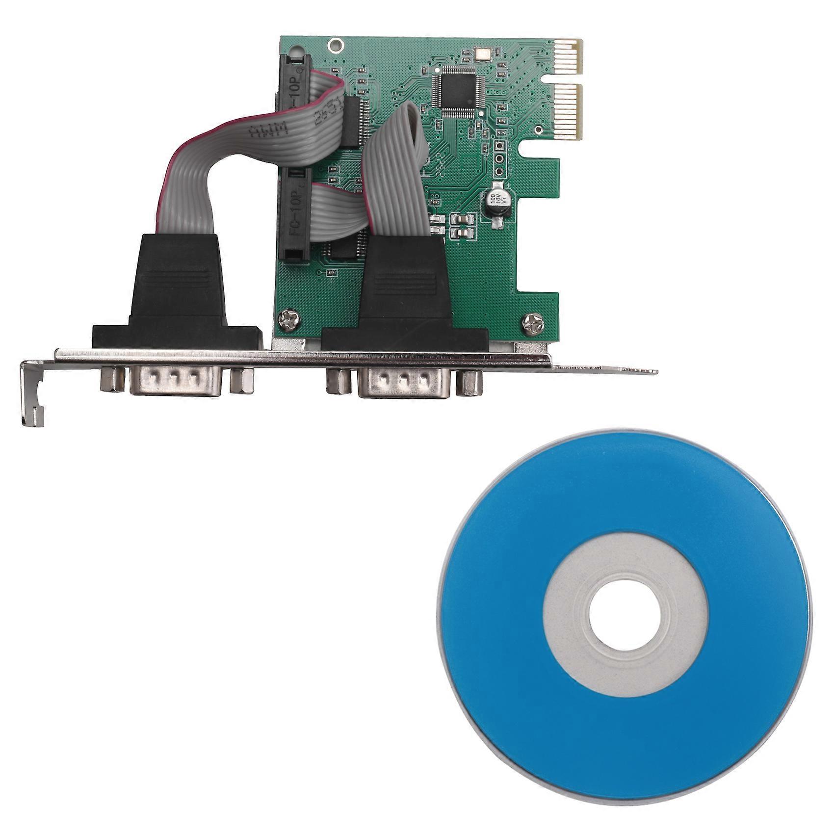  PCI-E PCI Express Dual Serial DB9 RS232 2 Ports Controller Adapter Card Green