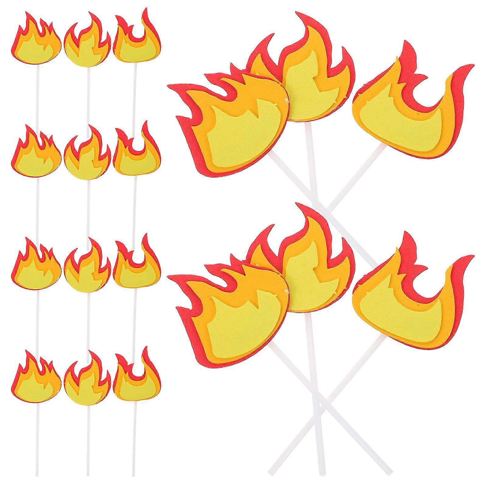 10 Pcs Firefighter Cake Toppers with Realistic Flame Design for Fire Truck Party Decorations