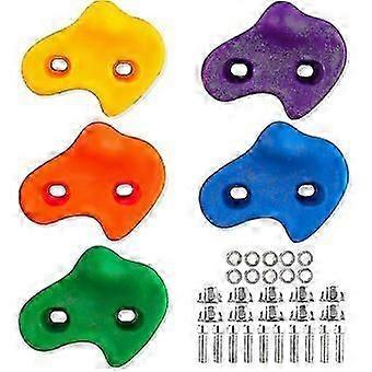 Barnklättring håller klätterstenar, klättring håller barn set, 10 stycken färgade klätterväggshållare, 10 skruvar, kan användas för att fixa klätterstenar på I