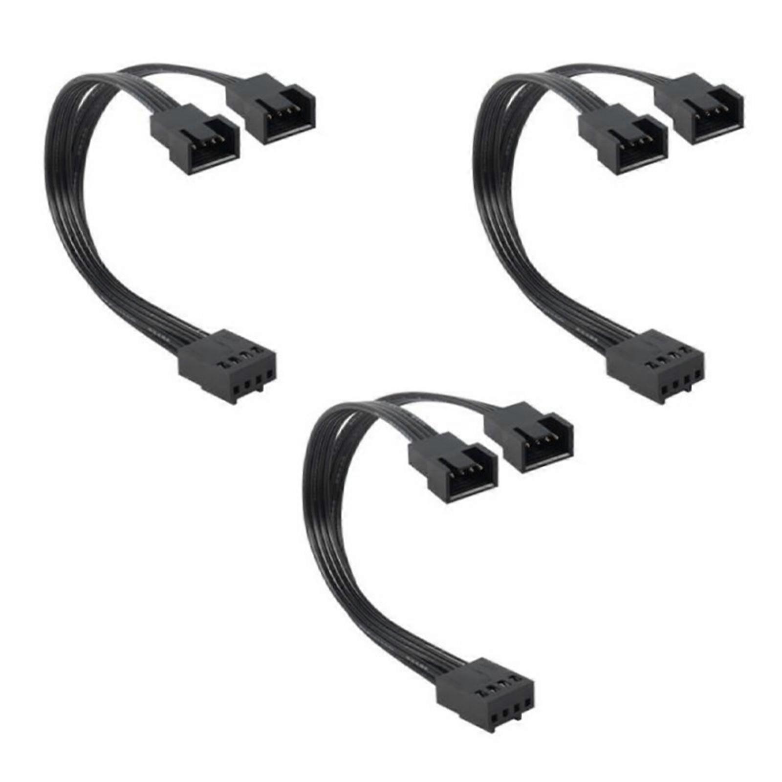 1 to 2 Ways 4Pin PWM Fan Cable PWM Extension Splitter Cable Black Sleeved 13cm Extension Cable Connectors Multicolor