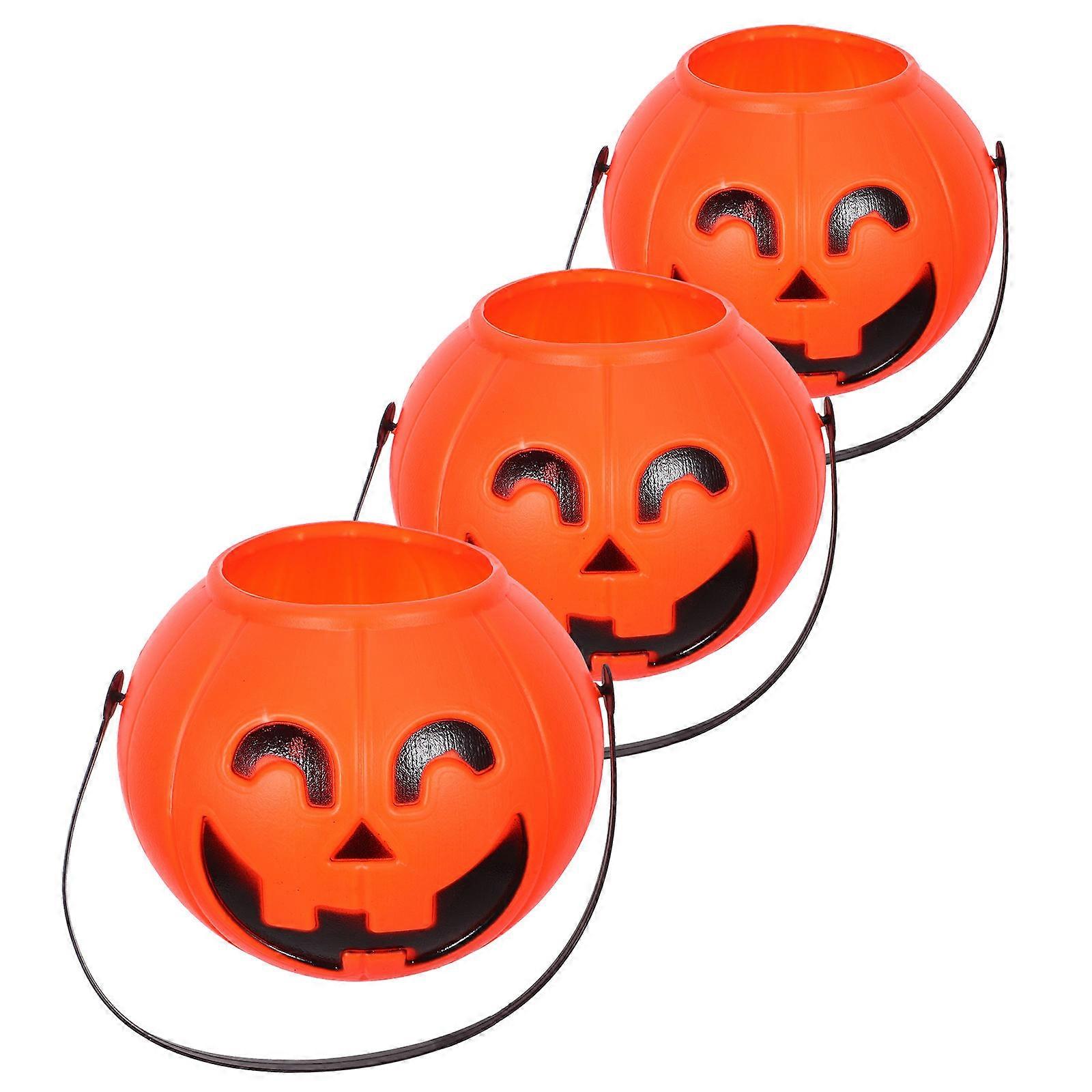 3pcs Halloween Evil Pumpkin Buckets Funny Portable Candy Container for Kids