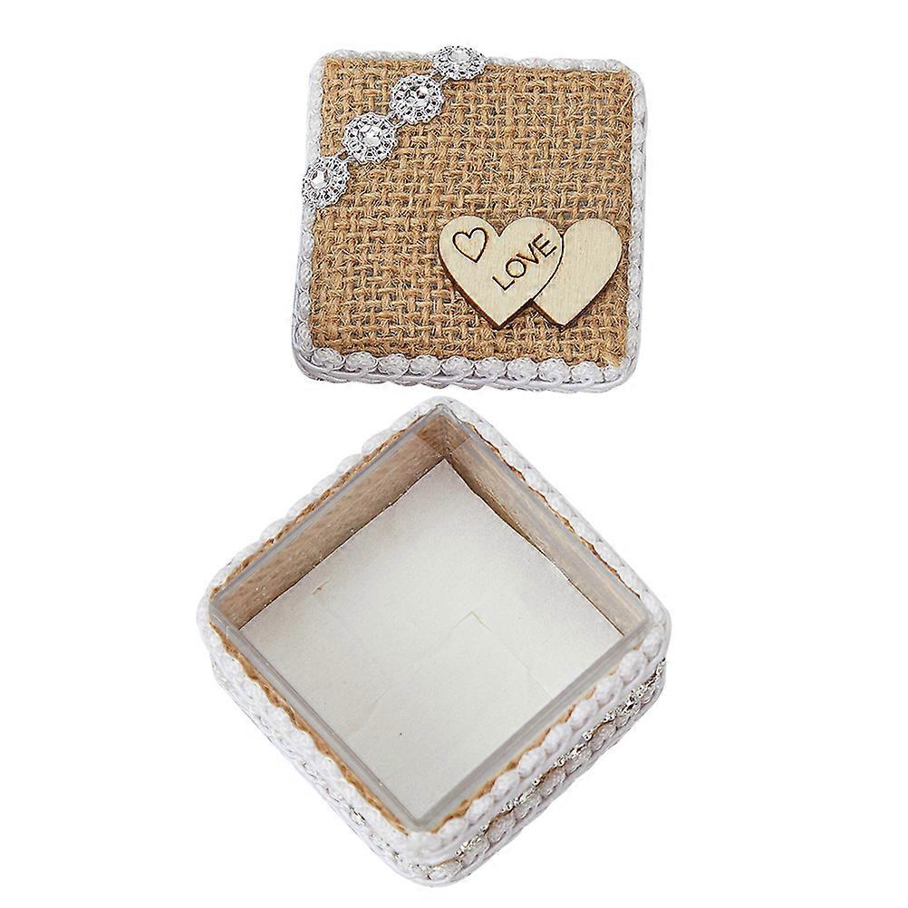 Rustic Wedding Ring Box for Wedding with Jute Twine