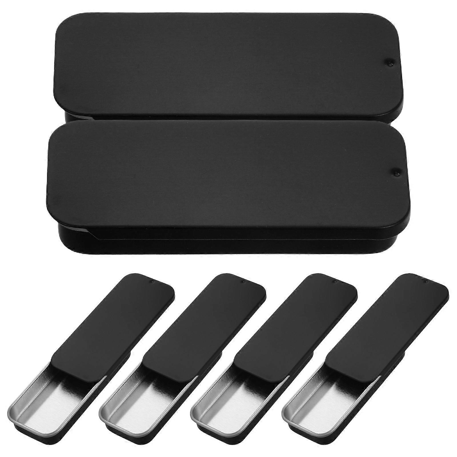 Solid Fragrance Sliding Lid Tin Containers Portable Rectangular Storage 6Pcs