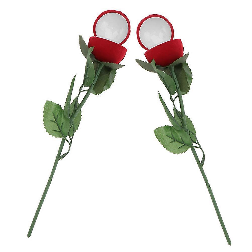 Elegant Rose Design Ring Box for Party Use with Protective Flannel Interior and Versatile Storage 2PCS Multi