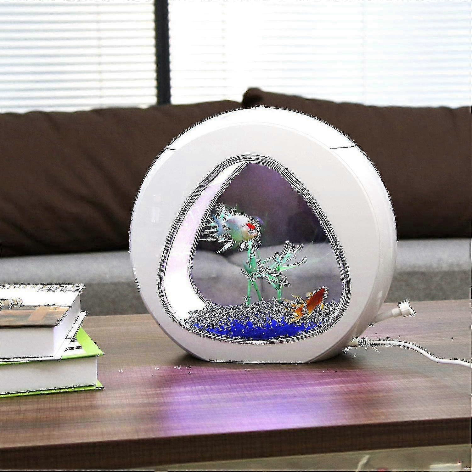 Aquarium d'intérieur avec éclairage LED pour bureau, 4 L blanc
