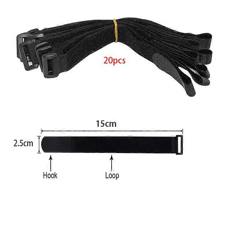 20pcs Hook And Loop Fastening Cable Strap Reusable Nylon Extend Securing Strap Adjustable Cinch Strap With Buckle For Organizer