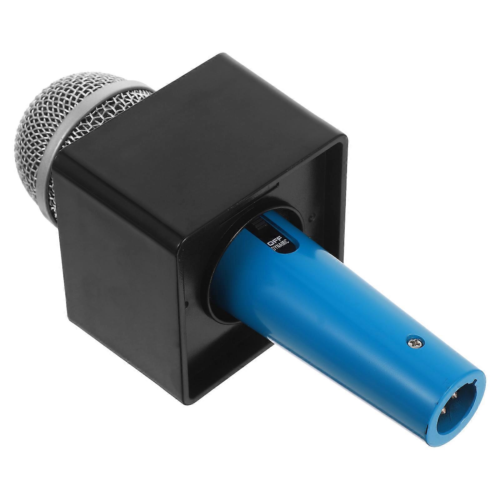 Plastic Fake Microphone Prop Toy for Kids with Square Cube Flag 18Cm