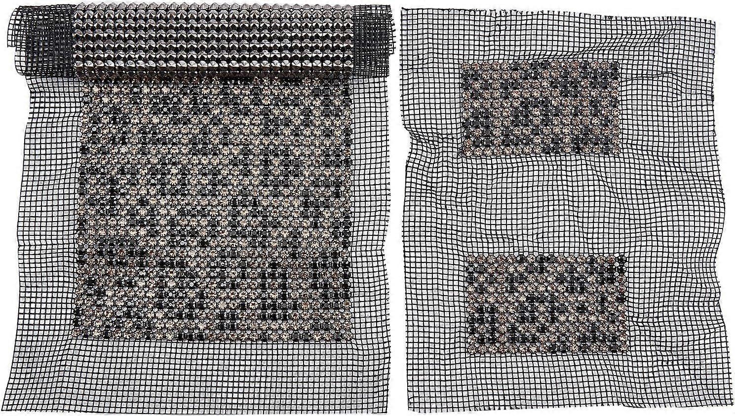 2pcs/Set Leopard Diamond Sparkling Rhinestone Mesh Sheet Bling Rhinestone Sheet for Glitter Purse Making